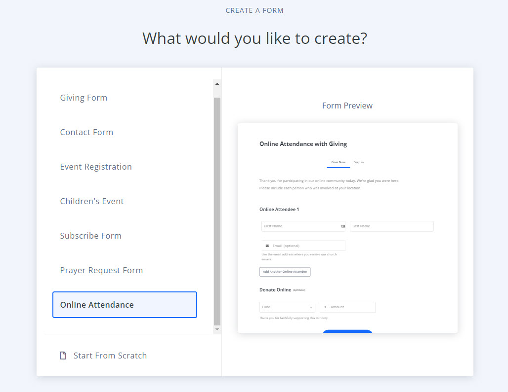 start building form