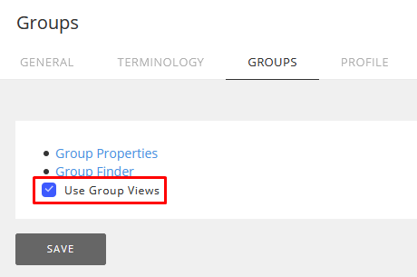 Enable Group Views setting location