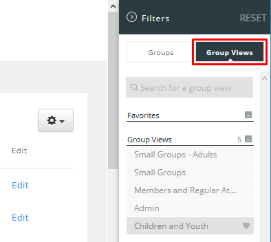 Group View filter options